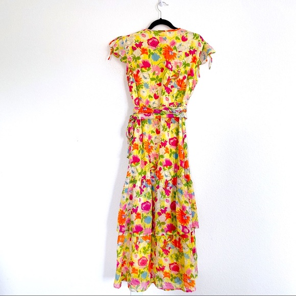 Banjanan Mercy Floral Short Sleeve Midi Wrap Dress - Picture 11 of 13